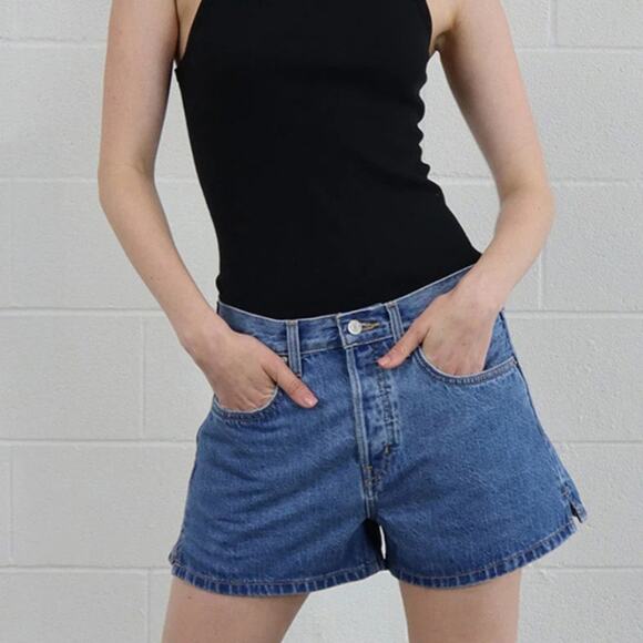 Etica Anthropologie Haven High Waist Relaxed Denim Shorts Blue 30 NWT - Picture 3 of 15